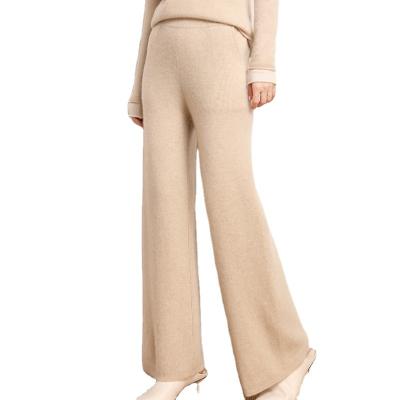 China Custom Anti-wrinkle Winter Fashion New Casual Loose Computer Knitted Cashmere Wide-leg Pants Soft Pants for sale