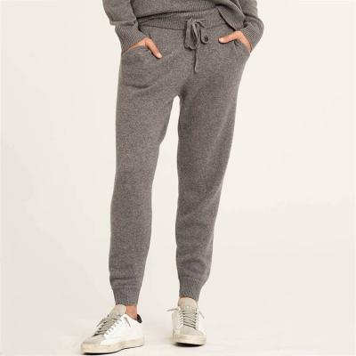 China Custom Women's Anti-Wrinkle Sweatpants Knitted 100% Cashmere Jogger Pants Women Men Drawstring Waist Wool Cashmere Sweater Panties for sale