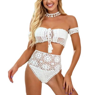 China 2021 custom fashion women summer lace crochet one piece underwear crochet swimwear handmade crochet knit bra for sale