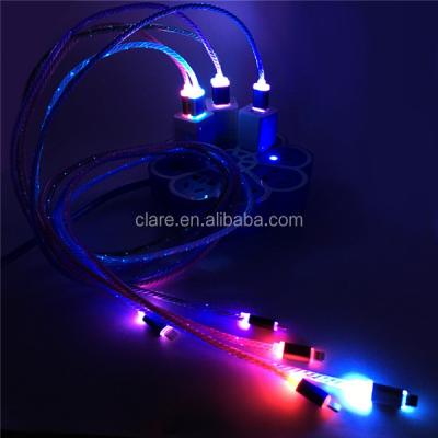 China Mobile phone types popular OEM led usb cable, usb data and charging cable with led light for sale