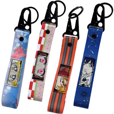 China Festival Decoration keychain Promotional Gift Sublimation Printed Polyester lanyard With Custom Metal Eagle Mouth Buckle for sale