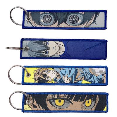 China Daily Life High Density Double Embroidery Keychains Edge Anime Keychain Promotional Fans Gift Pendant Woven for sale