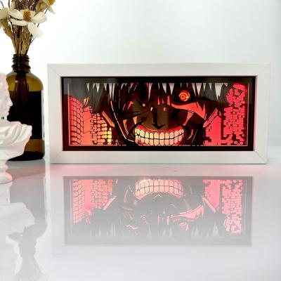 China Europe Hot Sale of Desk Lamp Home Decor Light of 3D Shadow Box Anime Paper Carving Night Light for sale