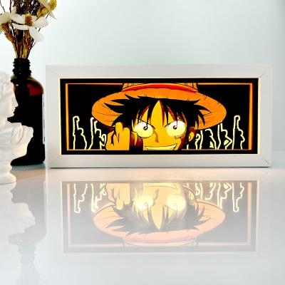 China Europe RC Designs Framed 3D Paper Cut Carving Lamp Cartoon Character Anime Figure Paper LED Light Box Night Light for sale