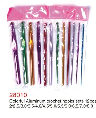 China Eco - Friendly Colored Aluminum Crochet Hooks Knitting Needle Sets 12 Pieces From 2 Mm To 8.0 Mm for sale