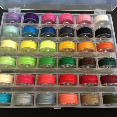 China In Spool Case Shuttle Heart 36 Color High Quality Sewing Thread Boxed Transparent Spool Case Line for sale