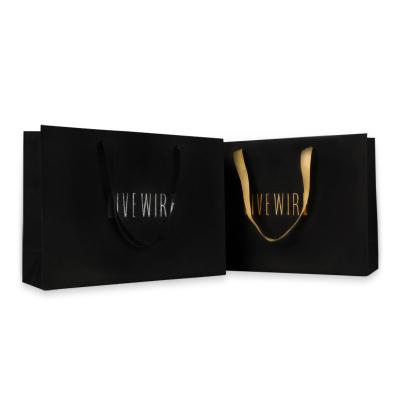 China Recyclable Custom Luxury Brand Boutique Logo Gift Handle Recyclable White Paper Kraft Paper Bags With Your Own Logo for sale