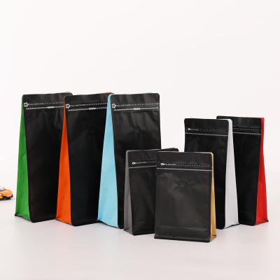 China Recyclable Coffee Bags With Valve Wholesale Hot Sale Classic Flat Bottom Coffee Sachet Bag With Zipper Valve Foils Food Grade Coffee Bags for sale