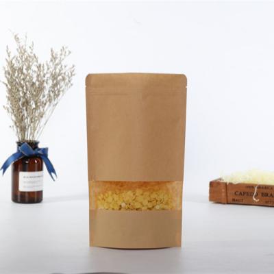 China Recycled Materials 9*14cm Waterproof Zipper Sealed Resealable Zip Lock Food Grade Ziplock Stand Pouch Brown Kraft Paper Bag With Window for sale