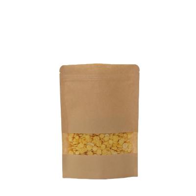 China Hot Selling Recycled Yellow Paper Bag Materials Manufacturer Tea Bag Food Packaging Self Seal Bag With Clear Window for sale