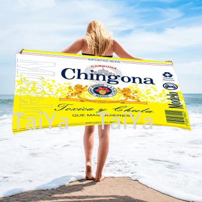 China 2023 Child Safe Latest Popular Custom Soft Recycled Quick Dry Chingona Design Microfiber Beach Towels Cozy Beach Towel Blanket for sale