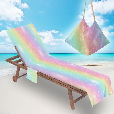 China Taiya Microfiber Child Safe Wholesale Custom Printed Rainbow Pool Beach Towel Lounger Cover With Pockets for sale