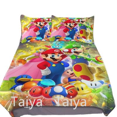 China Super Mario Printing Three-Piece 100% Polyester Comforter Comforter Bedding Set Newest Viable Factory Price Cartoon Viable Three-Piece Duvet Set for sale