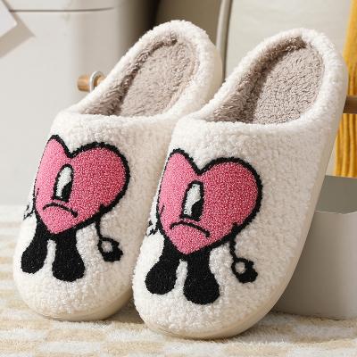 China Damping Bad Heart Running Custom Cute Red Cartoon Rabbit Logo Rabbit Slippers Slides Mens And Ladies Indoor Warm Winter Bedroom Slippers for sale