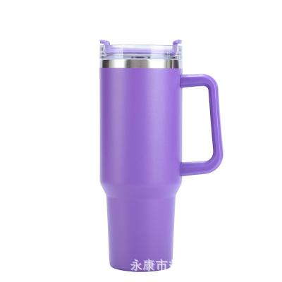 China Portable Stainless Steel Thermos Cup Car Coffee 40oz Large Capacity Straw Handle Cup Vacuum Ice Bully Cup Outdoor Instock for sale