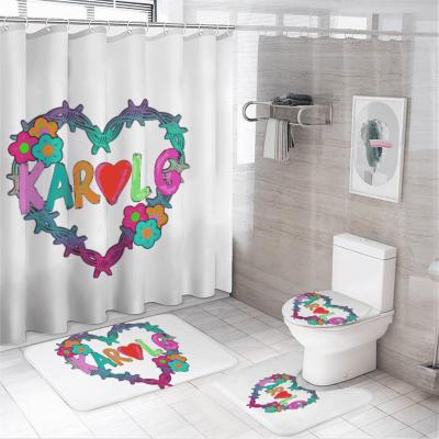 China Sustainable karol g bathroom sets with shower curtain and covers manana sera bonito bathroom sets shower curtain set 4 pcs for sale