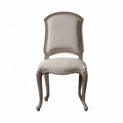 China Antique Oval Back Tufted Nail Headed Curved Back Wood Restaurant Dining Chairs for sale