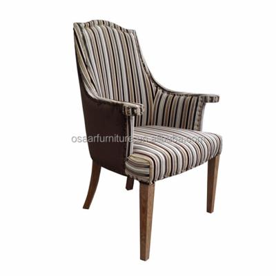 China Latest Nailhead Trim Design Stripe Velvet Fabric French Upholstered Dining Chairs for sale