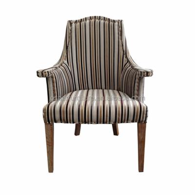 China French Stripe Velvet Classic Country Style Dining Room Furniture Stripe Velvet Arm Dining Chairs for sale