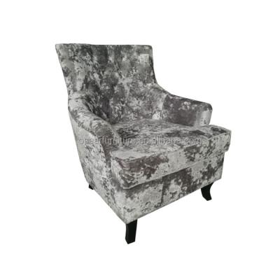 China Modern luxury ornate English style living room furniture ornate silver crush velvet armchairs for sale