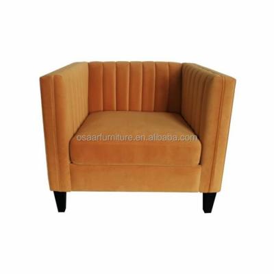 China European Style Stripe Design Living Room Furniture Yellow Velvet Modern Club Chairs for sale