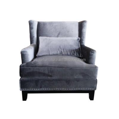 China Silver Gray Velvet Modern Fabric Wingback Chairs from Wing Back Accent Living Room Furniture for sale