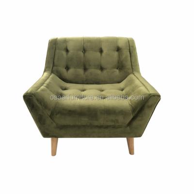 China Nordic Tufted Living Room Furniture Modern Design Velvet Armchairs Green Lounge Chairs With Footstool for sale