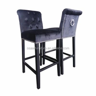 China Contemporary French Provincial Design Adorned Ring Back Black Velvet Traction Bar Stool for sale