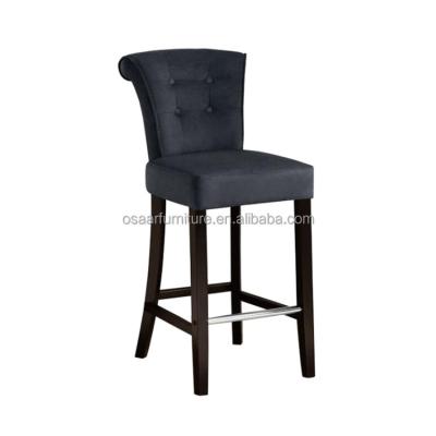 China Furniture Contemporary French Provincial Oak Wood Adorned Ring Back Velvet Bar Stool for sale