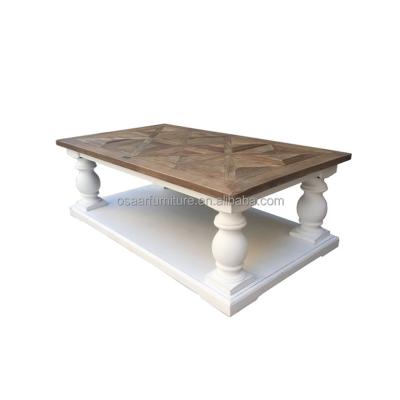 China Shabby Chic Design Flooring Top White Wooden Furniture Coffee Table for sale