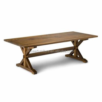 China Antique Oak Wood Solid Cross Leg Cross Leg French Provincial Coffee Table for sale