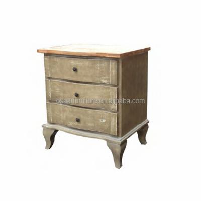 China With 3 Drawers Bedroom Furniture 3 Drawer European Antique French Style Bedside Table for sale