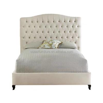 China Design King Size Tufted White Tufted French Provincial Velvet Upholstered Bed for sale