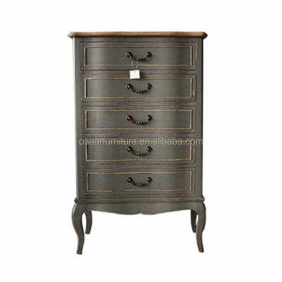 China With Antique Wood Living Room Furniture French Style Five Drawer Stacked Dresser Chest for sale