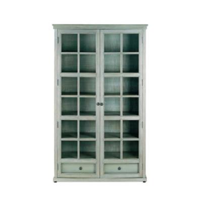 China French Style Door Antique Style Wooden Glass Furniture Glass Door File Cabinet for sale