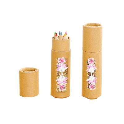 China Poplar Dots 6 Pcs Wooden Tube Promotional Pack Colored Pencil Set Mini Colored Pencil Set For Kids As Gift Best for sale