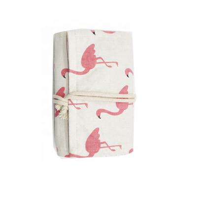 China Pink Flamingo Flamingo Pattern 50 Piece Crayons Wrap Washable Pencil Wrap Pouch For Kids And Adults for sale