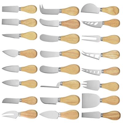 China Viable Professional Custom Cheese Slicer Cutter Knives Types Blade Mini Single Staineless Steel Wood Handle Empty Cheese Knife for sale