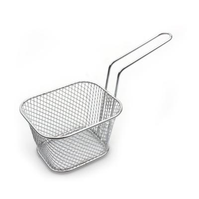 China Stainless Steel Mini French Fry Basket Mini French Fry Chips French Fries Baskets Viable Net Square Holder Basket for sale