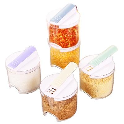 China Steamable 2021 Popular Plastic Spice Jar Condiment Storage Box Containers High Quality 5 PCS Kitchen Spices Jar for sale