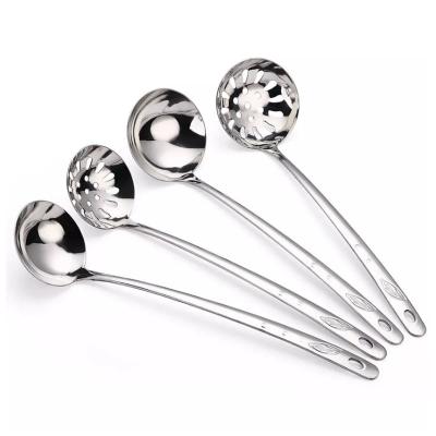 China Wholesale Viable Thickening Pocket Tool Stainless Steel Pot Spoon High Quality Hot Soup Spoon Slotted Spoon Kitchen Utensils Set for sale