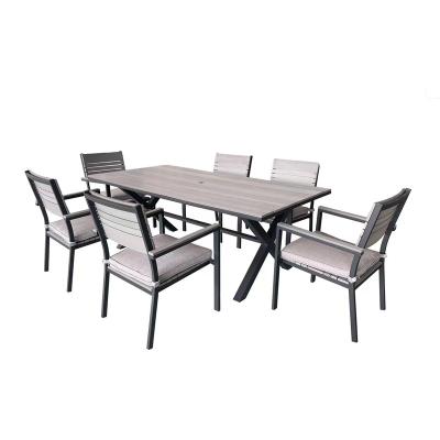 China 2022 hotsale modern aluminum dining table extension slide outdoor table and chair set for sale