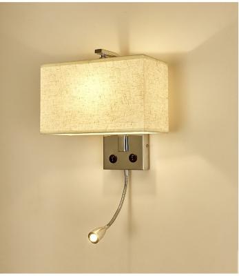 China E27 holder wall lamp Chinese style with switch bedside wall lamp square reading wall light villa hotel project for sale