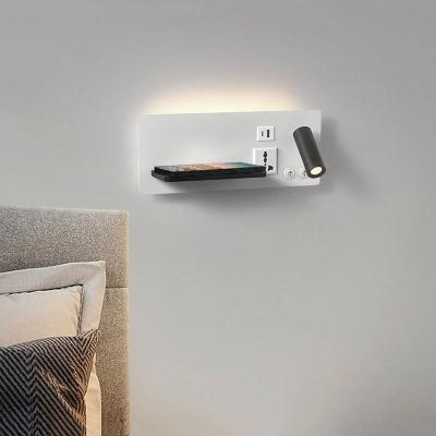 China Multifunctional hotel villa apartment reading wall lamp USB Type-C wireless charger socket bedside light bedroom lamp for sale