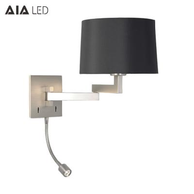 China Hotel room bedside rocker wall lamp reading lamp engineering custom telescopic wall lamp with flexible small spotlight for sale