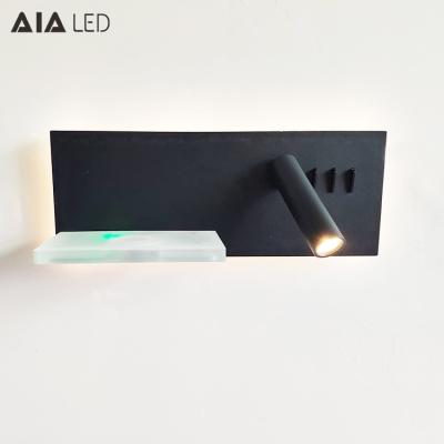 China Nordic simple multifunctional USB wireless charging lighting bedroom bedside LED reading wall lamp headboard wall light for sale