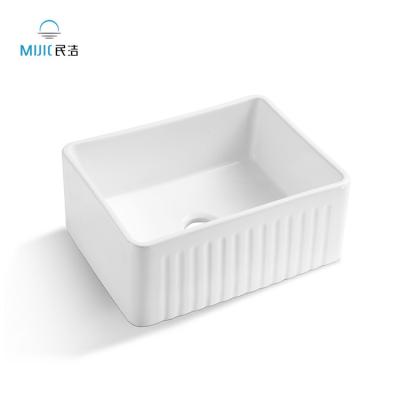 China Wholesale Modern Farmhouse Handmade Solid Ceramic Outdoor Basin Apron Bowl Sink Faucet Kitchen Ceramic Kitchen Sink Without for sale