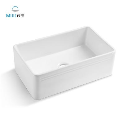 China Modern cUPC Customized Rectangular Ceramic White Handmade Single Bowl Basin Ceramic Apron Kitchen Sink White Kitchen Sinks for sale