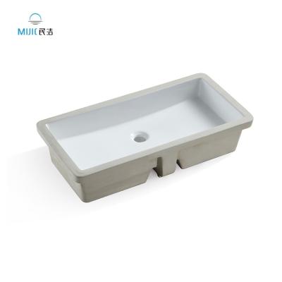 China Modern Design Modern Sanitary Ware Ceramic Bathroom Under Counter Basin Rectangular Glossy White Bathroom Sinks for sale