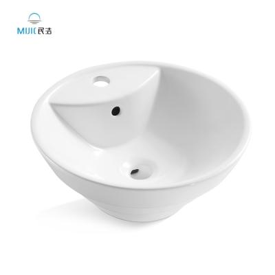 China Modern White Rectangular Countertop Table Top Hand Wash Basin Ceramic Bathroom Sink for sale